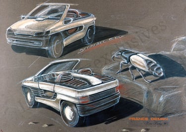 rare croquis du citroen scarabée d'or 1990