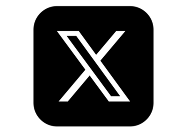a black and white x logo on a black background