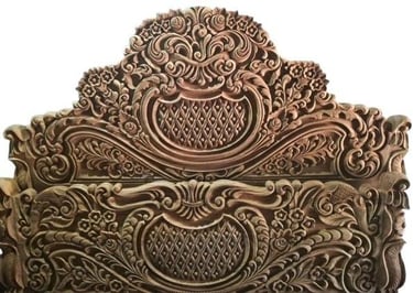 Rustic Teak Wood Bed with Natural Wood Finish