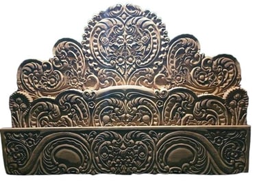 Teak Wood Bed with Decorative Pillows and Cushions