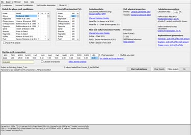 THe main form of Petrolog4 software mode modelling crystallisation of magmas