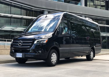 Mercedes jet sprinter parked on the side of a street in columbus,ohio