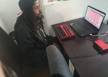 Midi Keyboard Home studio set up featuring akai mpk mini mk3