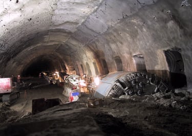 TBM1 crossing Macquarie Park Station cavern, Epping to Chatswood Rail Line, Sydney