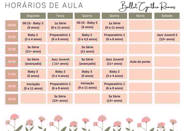 horários de aula