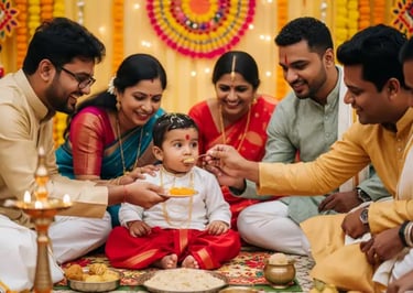 In many South Asian cultures, a baby’s first solid meal is honored with a festive ceremony. For example, the Annaprashan (lit