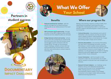 Brochure explaining benefits of our program for educational institutions