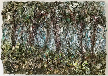 Eucalypts and Channel I, oil on canvas, 20 x 30 cm, 2016.