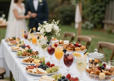 A top-down view of several small artisanal sweet tarts arranged on a light surface.