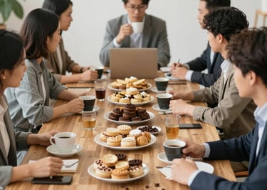 A close-up photo of hands selecting items from a gourmet savory platter with cheeses, grapes, and breads.
