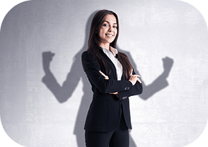 Confident businesswoman in a black suit