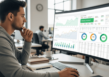 A person analyzing data to find winning products.
