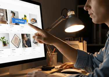  A person adding a product to an online store.