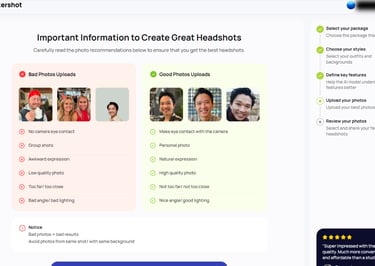 Bettershot important information to create great headshots with recommended images