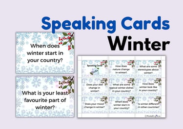 Winter and Christmas ESL speaking activities, lesson plans - digital and printable