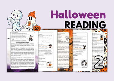 Halloween Reading Comprehension for English Lessons Digital and Printable