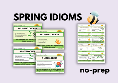 Spring Speaking Cards EFL ESL no-prep activities spring idioms