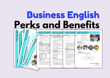 ESL Business English worksheets, lesson plans, perks and benefits, speaking, conversations