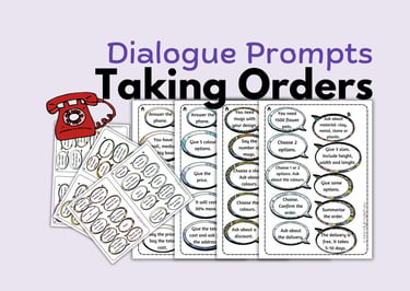 ESL ELA Taking Orders Business Beginner Dialogue Prompts Newcomers A1-A2+