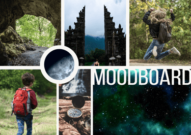 Moodboard et photographies utilisées pour la conception d'une couverture d'un roman jeunesse