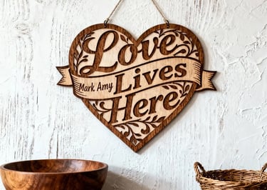 love lives here wood sign