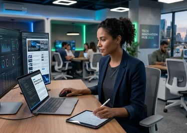 Desenvolvedora de software em análise de dados e programação em hub moderno de inovação tecnológica.