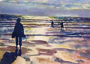 original watercolor painting seascape portrait custom family