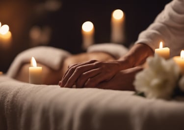 candlelit massage in dark room