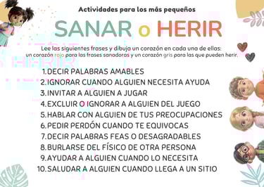 Actividad de educación emocional para niños  para diferenciar conductas