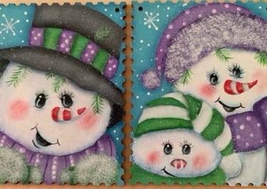 Snowmen acrylic paintings