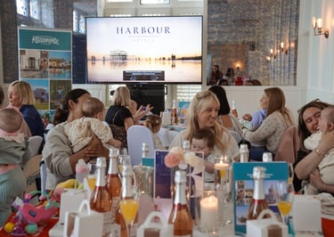 an event in the hotel with women and babies