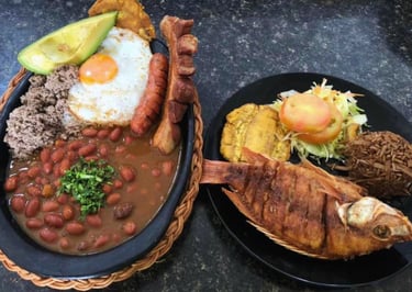 bandeja paisa y mnojarra frita, Restaurante Magangue Altavista Quimbaya
