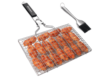 Perfect for grilling fish and veggies! This portable basket makes outdoor cooking a breeze.