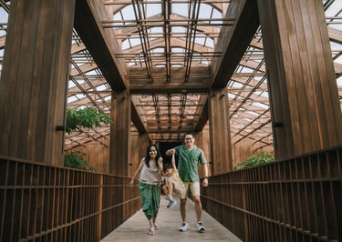 Luxury family photography at The Meru Sanur Bali, relaxed tropical garden session