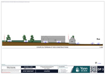 DP 3 Plan de coupe du terrain et des constructions