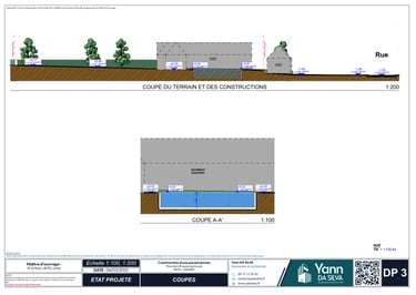 DP 3 Plan de coupe du terrain et des constructions