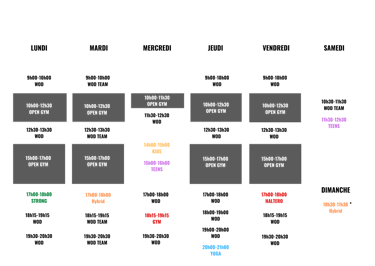 Planning crossfit provins les remparts coaching sport remise en forme perte de poids
