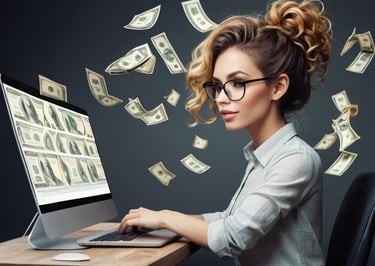 imagem de uma jovem executiva estudando finanças