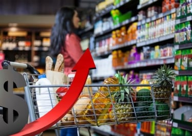 imagem de um carrinho de compras com produtos variados dentro dele