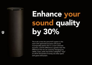 HiFi acoustic treatment with Tube Bass trap, AbFusor, Acoustic Wall Panel, QR Diffusor