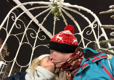 Kissing under the mistletoe