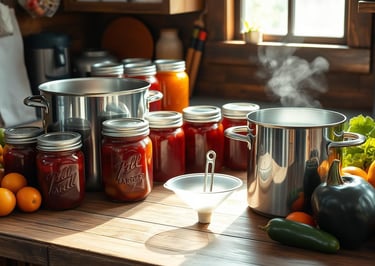 canning jars and pot in a kitchen