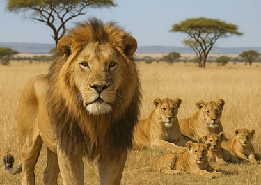 Pride of lions resting and observing their surroundings in Tarangire National Park during a Tanzania wildlife safari.