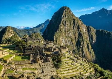 Patagonia Machu Picchu and Andes mountain landscapes in South America