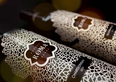 Closeup of two wine bottles