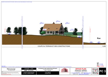PC3 - plan de coupe - extension - permis de construire - office-plan orléans