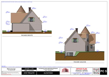 PC5 - plans des façades - extension - permis de construire - office-plan orléans