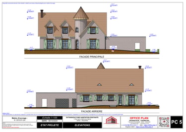 PC5 - plans des façades - extension - permis de construire - office-plan orléans