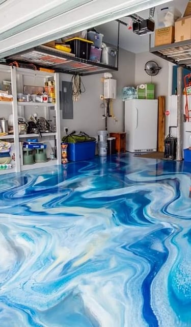 Blue and White Metallic Epoxy floor Lincoln NE
