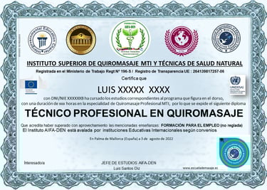 Diploma quiromasaje